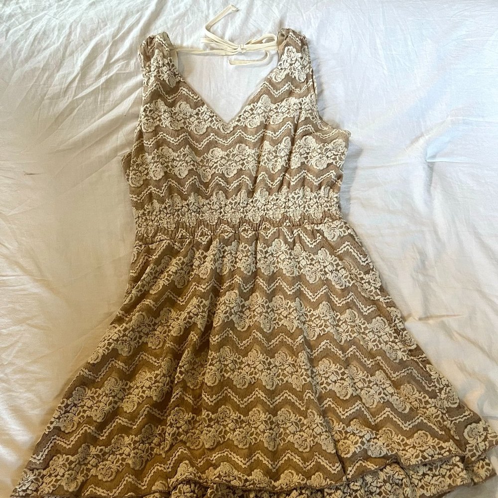 Floral-Patterned Lace Fit and Flare Dress